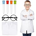 FRIUSATE 6Pcs Kids Scientist Costume Doctor Costume Children's Scientist Lab Coat Liquid Dropper Scientist Glasses Scientist Costume Pretend Role Play for Kids
