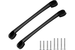 Kyrio Paquete de 12 tiradores planos negros para gabinete, tiradores de puerta vintage para armario, herrajes curvos, manijas largas para cajones en forma de arco (12, agujero central de 128 mm)