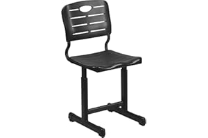 Flash Furniture Schreibtischstuhl für Klassenzimmer – Höhenverstellbarer Kinderstuhl von Grundschule bis Abschluss – Pflegeleichter Klassenzimmer-Stuhl – Schwarz