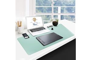 GUBEE PU Cuero Almohadilla de Escritorio de Oficina Multifuncional,Impermeable Antideslizante Anti-Sucio Alfombrilla de ratón para Oficina, hogar y Viajes-Size 800x400x2mm (Azul Cielo + Verde)