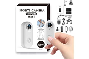 Winnes Mini Camera Sport 1080P WiFi Caméra Vlog Objectif Grand Angle de 120°,Thumb Camera Action IP68 Étanche à 30M,Batterie 800 mAh Convient pour Vélo,Ski,Plongée,Animaux