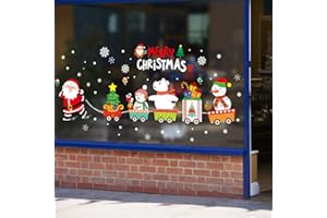 YULOONG Ventanas de Navidad Pegatinas adhesivas Clings Vinilo extraíble Papá Noel Árbol de Navidad Muñeco de nieve Copo de nieve Ciervos DIY Pared Ventana Puerta Mural Escaparate Calcomanía Etiqueta