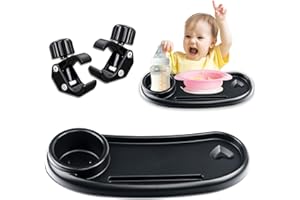GXHONG Plateau Universel pour Poussette, Plateau Snack Amovible pour Poussette avec Porte Gobelet Porte Téléphone Portable, Plateau réglable 3 en 1 Convient à une Large Gamme de Poignées de Poussettes