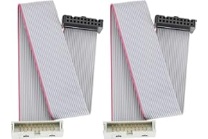 YINETTECH 2 Piezas Cables de Extensión IDC de 20 Pines Conector de Puente de Extensión IDC Cable de Extensión IDC Macho A Hembra Cable Plano de Cinta de Doble Fila de Paso de 2,54 Mm