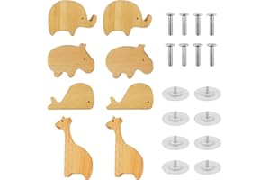 Ortviai 8 Stück Kindergarderobe Schrankgriffe Holz, Kleiderhaken Kinder, Möbelknöpfe Holzknöpfe Kinder, Holzfarbe Möbelgriffe Antik, Schrankgriffe, Holzgriffe für Schränke, Schrankknöpfe Holz