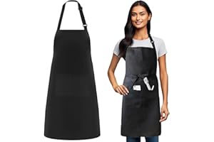 KWQINX Unisex Adjustable Apron with Pockets - Suitable for Home Kitchens, Restaurants, Cafes