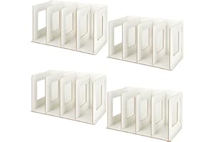 CYEER Lot de 4 Étagères de Rangement en Bois pour CD, DVD, Livres et Magazines - Tour de Bureau (Blanc)