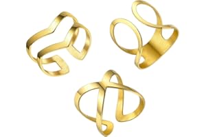GOLDCHIC JEWELRY GoldChic Bague Femme Acier Inoxydable Anneaux du Doigt Alliance Fille Midi Phalange 2/3/4/5/8/9/16 Pcs Fiançailles Ultra Fine Twist-[Argenté/Doré/Or Rose] Cadeau Noël Fêtes des Mères Grâce Mariage