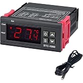 COVVY STC-1000 Digital Temperature Controller, Centigrade Thermostat AC 110-220V, Heating and Cooling Controller with 3ft NTC