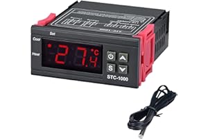 COVVY STC-1000 - Controlador digital de temperatura, termostato centígrado AC 110-220 V, controlador de calefacción y refrigeración con sonda NTC de 3 pies