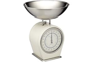 KitchenCraft Living Nostalgia Mechanical Kitchen Scales, Vintage Inspired Traditional Weigh Scales, Accessories for Baking and Cooking, 4 kg (8 lbs) - Antique Cream