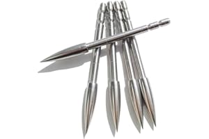 ZSHJG 12pcs Tir à l'arc Pointe de flèche Insert de Chasse Pointe de flèche Broadhead de Pratique Pointe en Acier Inoxydable pour Arbre de Flèche ID 4.2mm