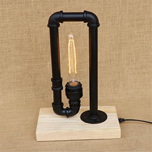 Atmko®Industrial Retro Wooden Art Water Pipes Table Lamp Creative Vintage Desk Light for Living Room Bedroom Bar Hall Pub Offices Cafe Decoration Bedside Desk Lamp , F