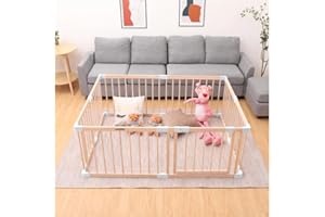 LADANAS Parc Bébé Modulable en Bois de Pin Massif - Parc Enfant Non Peint Sécurisé avec Porte - TOP QUALITÉ & Assemblage/Démontage Faciles en 10 min - 120x160/140x140cm - Parc Bébé Bois