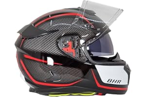 BHR Casco Integrale Moto con Doppia Visiera 813 RACE | Casco Moto Integrale Omologato ECE con Visiera Parasole | Casco Moto Uomo/Donna | RED LINE | XL