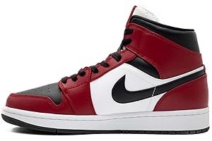 NIKE Air Jordan 1 Mid Chicago Black Toe Trainers GS 554725-069, Black