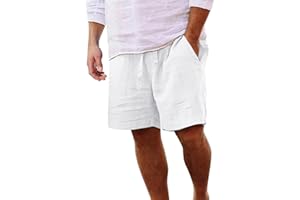 Yageshark Pantaloncini estivi da uomo in lino leggeri e ariosi tinta unita vestibilità ampia per il tempo libero pantaloni corti