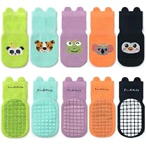 Chaussettes Antidérapantes Bébé Exemaba - 5 Paires - Motifs Animaux - Pour Fille Et Garçon