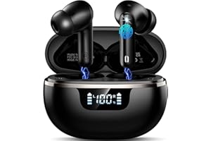 DONERTON Auriculares Inalambricos Bluetooth, Cascos Inalambricos Bluetooth 5.4 HiFi Estéreo con 4 ENC Cancelacion Ruido HD Mic, 45H Auriculares Inalambricos IP7 Impermeable/Pantalla LED/Carga Rápida Tipo-C