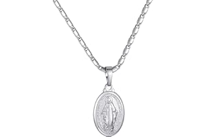 GoldChic JEWELRY Collier Saint Marie Femme en Cuivre Plaqué Or, Pendentif Médaille Vierge Marie avec Chaîne Ajustable de 50+5cm