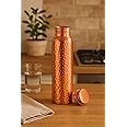 BM HANDICRAFT Pure Copper Water Bottle With Hammered Shine Finish Design, Drinkware, Storage Purpose, Volume-1 Litre, Pack of 1