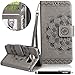Produktbild HUDDU Grau Handyhülle für Samsung Galaxy S7 Hülle Mandala Muster PU Leder Tasche Wallet Case Cover Flip Ledertasche mit Kartenfach Magnetverschluss Stand Brieftasche Etui Slim Handytaschen Blumen Schutzhülle für Samsung Galaxy S7 Klapphülle im Bookstyle