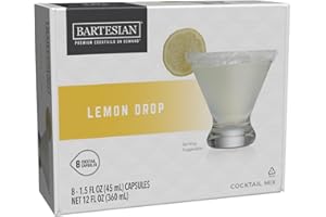 Bartesian Cocktail Mixer Lemon Drop - Ingrédients pour Cocktail a base de Vodka - Capsules pour le Bartesian Cocktail Maker - Préparation sans alcool à mélanger avec des spiritueux - Lot de 8 capsules