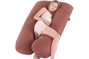 SAYEYBU U-förmiger Schwangerschaftskissenbezug für die Schwangerschaft,Leichter und ultraweicher, atmungsaktiver Kissenbezug für Schwangerschaftskissen.U-Form,Coffee 1,150x80cm