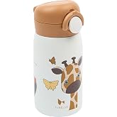 Fabelab Children's Bottle 320 ml | Giraffe Motif | Stainless Steel BPA Free | School No Leaks | Water Bottle