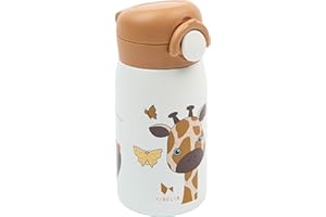 Fabelab Trinkflasche Kinder 320 ml | Kinder Trinkflaschen Giraffe | Edelstahl Bpa Frei | Schule Auslaufsicher | Wasserflasche