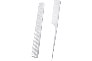 BOAO 2 Pieces Metal Tail Combs Silver Rat Tail Hair Combs Fine Cutting Comb Teasing Pintail Barber Comb Stainless Steel Hair Styling Cutting Comb (Rat Tail and Fine Cutting Comb)