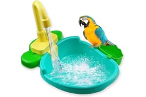 FYBlossom Automatische Vogel Badewanne,Vogelspielzeug Wellensittich-Spielzeug Bad Dusche Wasserspender Vogelkäfig Badezimmer Spielzeug Wasserhahn Vogel Cag Für Papagei (Blau)