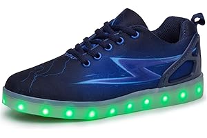 Kauson Mixte Enfants LED Chaussures de Sport 7 Changement de Couleur Chaussure de Mutilsport USB Rechargeable LED Lumineuse Baskets Mode Respirante Running Sneakers pour Garçons et Couple Cadeau