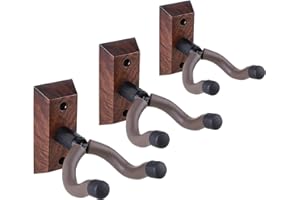 KINGPOINT Gancho de pared para guitarra de nogal negro para guitarra acústica eléctrica y bajo (3 unidades)