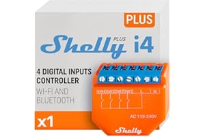 Shelly Plus i4 | Module pour Commande à Distance | 4 entrées | Domotique | Horaires et scènes intelligentes | App iOS Android | Aucun hub requis | 110-240 V AC | scripts Java