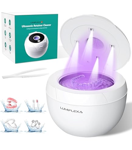 GuKKK Ultrasone reiniger, 42.000 Hz, ultrasoonreiniging, 24 W, 180 ml, UV-lamp, draagbaar, kunstgebitten, tandartsen, retainers, aligners, sieraden (zwart