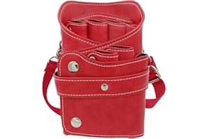 ‎DHONGF Dhongf Scherentasche für Friseure, Werkzeugtasche für Friseure, Friseurschere, PU-Leder, Umhängetasche, 281, Rot