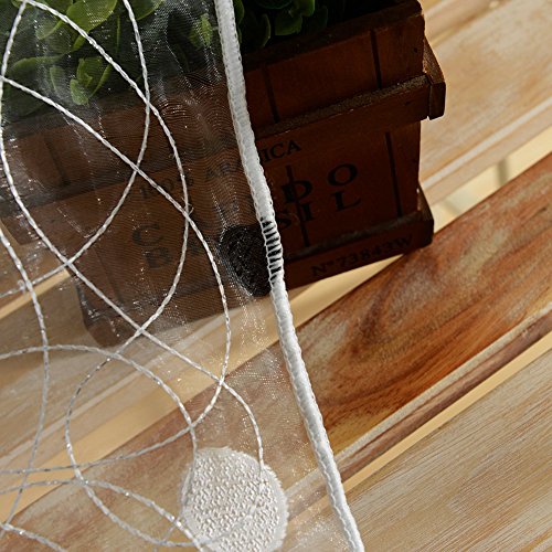 Top Finel Stickerei Voile Vorhang Gardine Polka Dot Oesenvorhang Dekoschal Vogelbest dekorativ BxH:195 x 245 cm Weiss 1 Stueck - 6