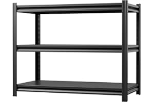 ‎SUPEER SUPEER Schwerlastregal Metall 100x80x50 cm mit 3 Verstellbaren Metallböden | Lagerregal für Keller & Werkstatt | Tragkraft bis 600 kg | Schwarz