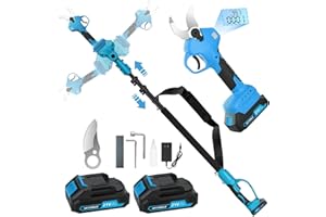 Veitorld Astschere Teleskop, 40MM Akku Gartenschere mit Abnehmbaren Teleskopstange (130-245 cm), Elektrische Garten Schere mit Akku 2x2000mAh für Äste, Obstbaum, Geschenke für Männer Papa Weihnachten