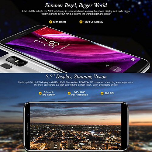 HOMTOM S7 Smartphone 4G-LTE Android 7.0 5.5 Pollici MTK6737 Quadcore 1.3GHz 3GB RAM 32GB ROM Fotocamera Davanti 8MP Indietro Dual 13 MP + 2MP 2900mAh Impronta Digitale