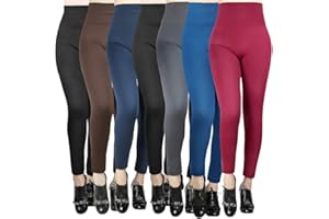 Moon Wood 7 Pack High Waisted Leggings for Women Stretchy Soft Fleece Lined Leggings Tummy Control Warm Thermal Leggins for Workout Gym Sport