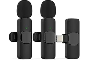 WHJC Lavalier Mikrofon Wireless für Android Telefon,kabelloses Plug-Play Mikrofon für Aufnahme,Live Streaming,YouTube,TikTok,Rauschunterdrückung,automatische Synchronisierung,Keine APP/USB-C