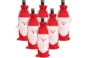 FRGASGDS Weinbeutel 6 Stück Weihnachten Weinflaschen Flaschenverpackung -Geschenktüten mit Kordelzug Weihnachts Taschen geschenk Beutel Geschenkpapier für Weihnachtsfeier Festival Dinner Party Tischdekoration