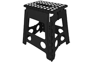 BEAUTIONA Wielofunkcyjny składany podnóżek – antypoślizgowy taboret 40 cm, czarny, składany stołek do kuchni, łazienki, ogrodu