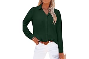 CZIMOO Camicia Donna Camicetta Casual Manica Lunga Elegante Scollo a V Camicia da Lavoro