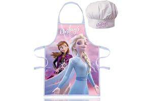 Sorrisini -Cocina Niños y Sombrero de Cocinero Ajustable Frozen para Niños | Minnie Mouse | Patrulla Canina | Delantal Lindo para Cocinar, Hornear o Pintar | 3-8 Años (Frozen)