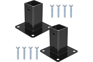 MCBLAST 2 Pz Staffa Palo Fissaggio Pali Legno, Staffa di Ancoraggio a Vite, Supporto Porta Palo Quadrata, Manicotto da Avvitare con Base a Palo per Pali in Legno 50x50 mm, per Recinzione Capannoni Gazebo