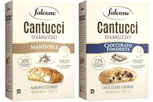 CAIYA Falcone Cantuccini D'Abruzzo Mix Cantucci alle Mandorle e con Gocce di Cioccolato 200g [2 Confezioni]