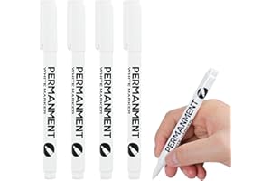 Sugeru 4pcs Stifte-Weißer-1mm Acrylstifte fein,Acrylmarker feine Rundspitze 1mm,Wasserbasiert Lackstift Weiß,Lichtecht und Wasserfest,für Stein,Keramik,Glas,Holz,Leinwand,nahezu alle Untergründe